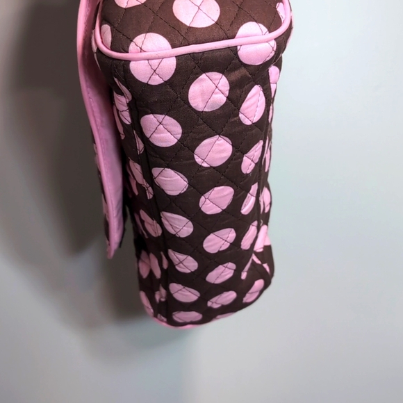 Belvah Beauty and Quality Pink/Brown Polkadot Quilted Tote Bag/Messenger Bag. - Picture 6 of 15